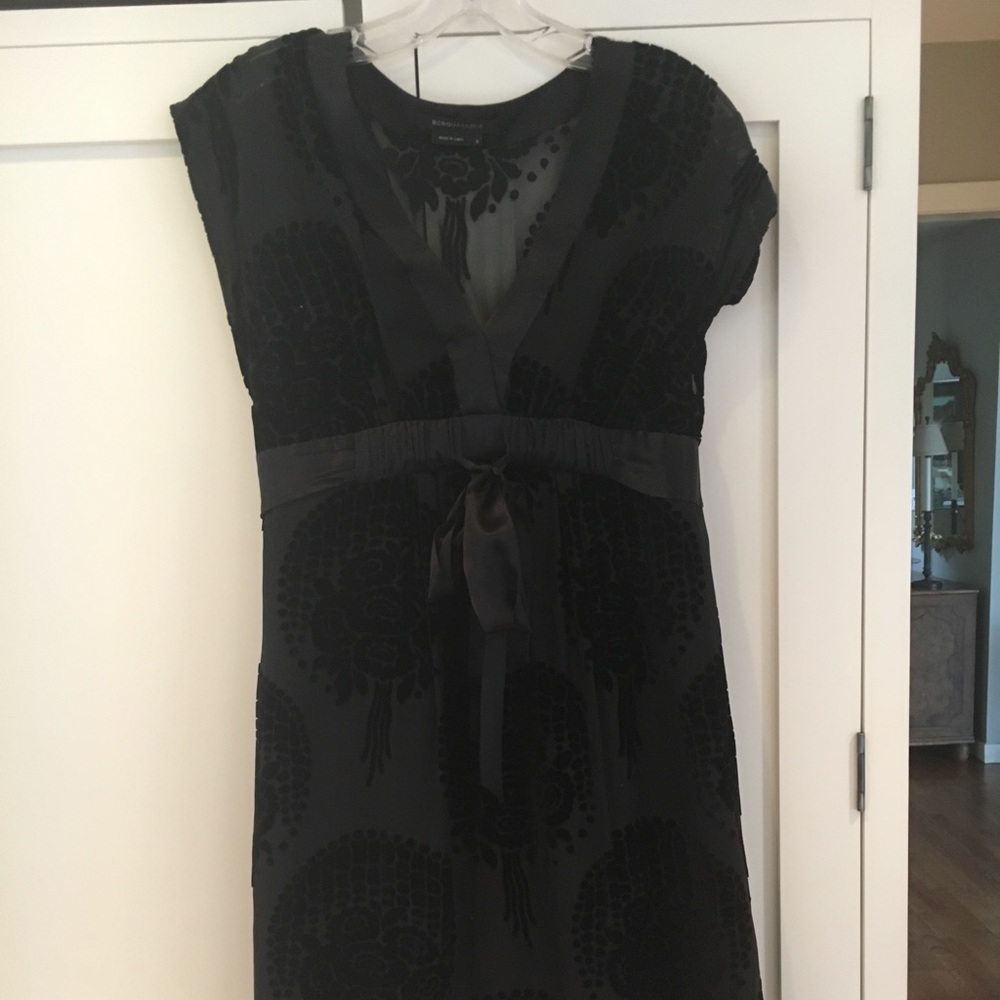 Black velvet Cocktail Dress. Knee Length